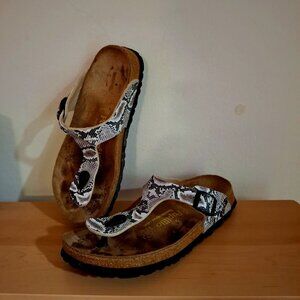 Birkenstock Papillio Gizeh Platform Sandals -  Snake Print Size 8